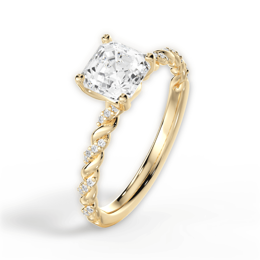 Cindy Asscher Cut Lab Grown Diamond 18Kt Yellow Gold Engagement Ring - View 3