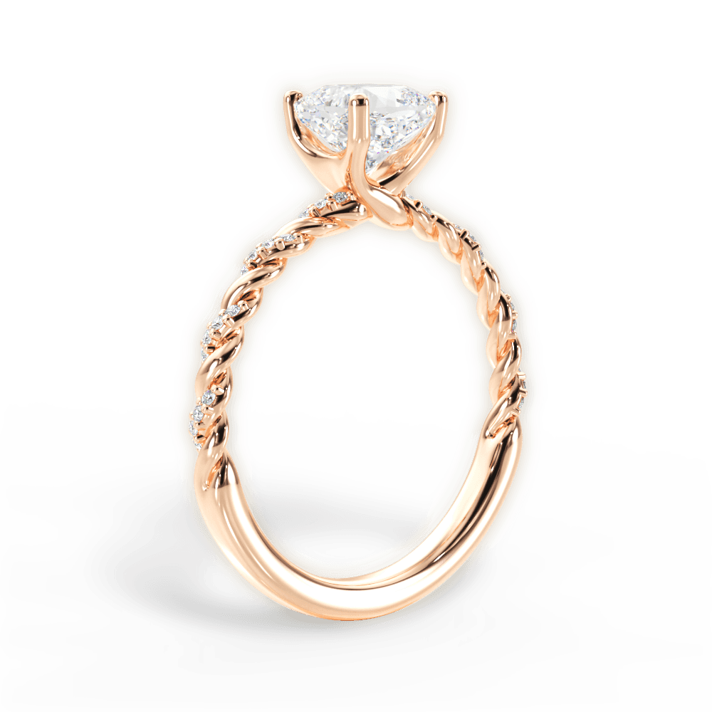 Cindy Cushion Cut Lab Grown Diamond 18Kt Rose Gold Engagement Ring - View 3