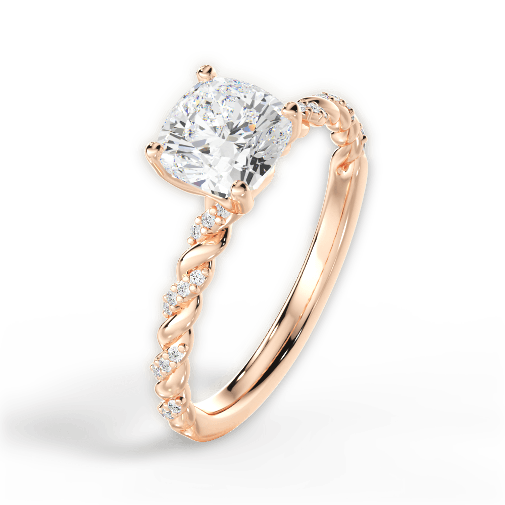 Cindy Cushion Cut Lab Grown Diamond 18Kt Rose Gold Engagement Ring - View 2