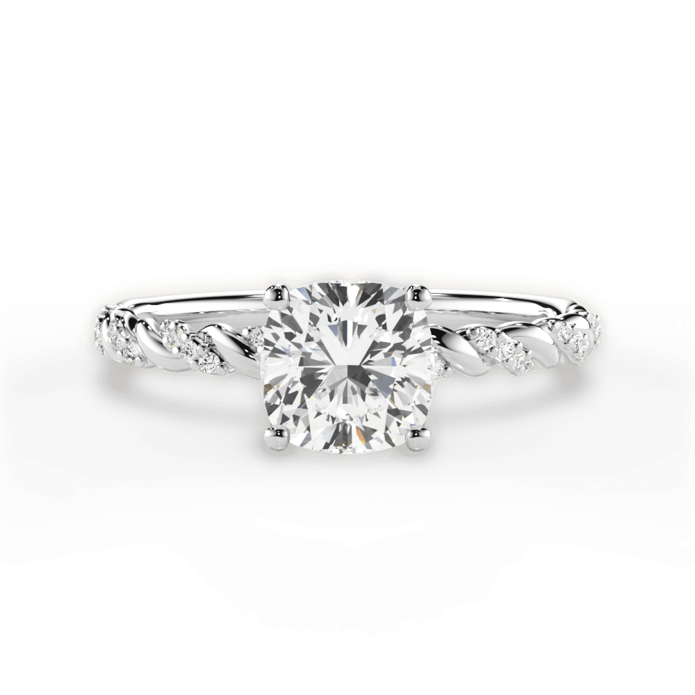 Cindy Cushion Cut Lab Grown Diamond Platinum Engagement Ring