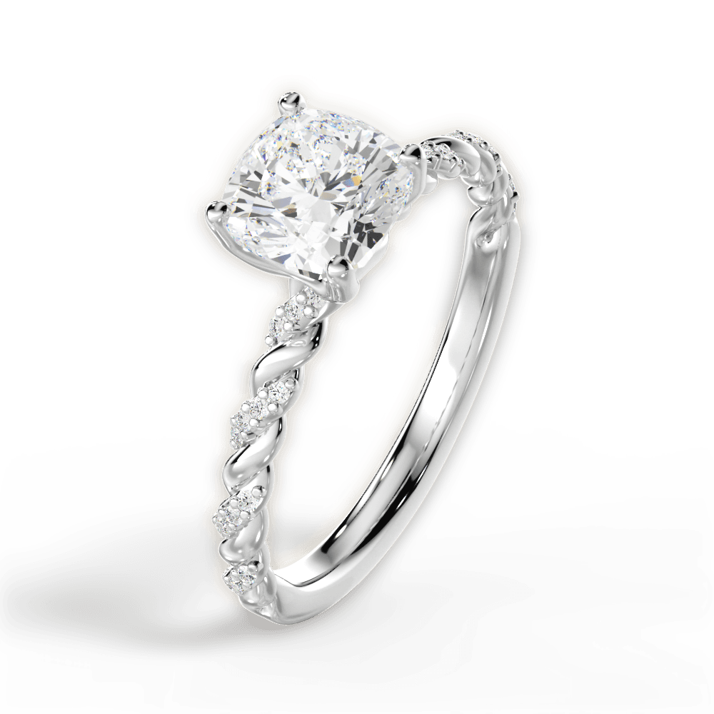 Cindy Cushion Cut Lab Grown Diamond 18Kt White Gold Engagement Ring - View 3