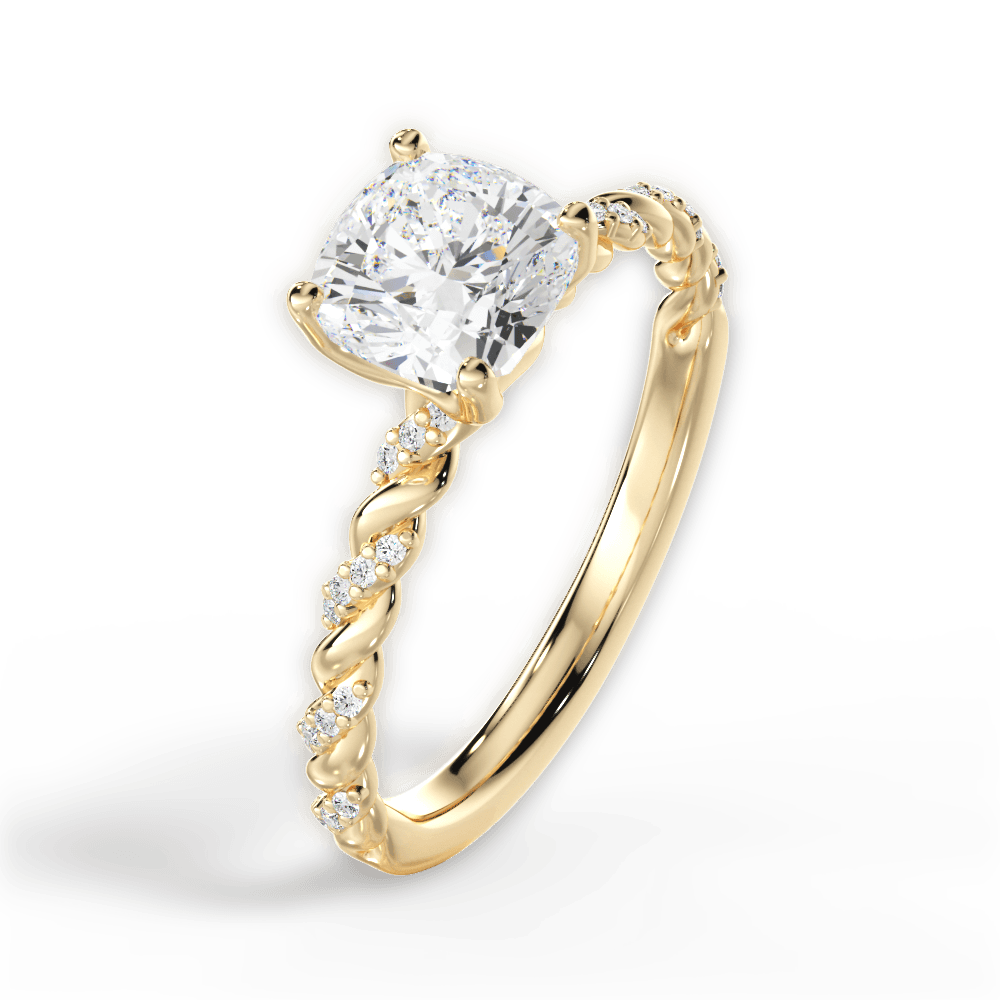 Cindy Cushion Cut Lab Grown Diamond 18Kt Yellow Gold Engagement Ring - View 3