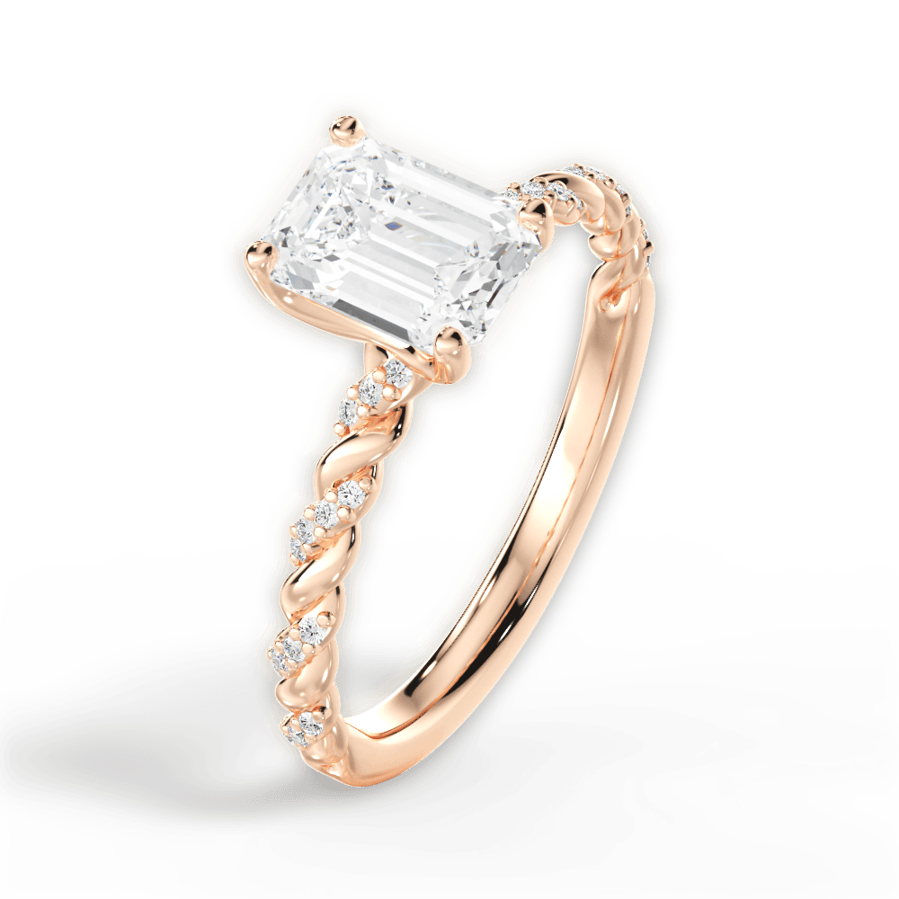 Cindy Emerald Cut Lab Grown Diamond 18Kt Rose Gold Engagement Ring - View 3
