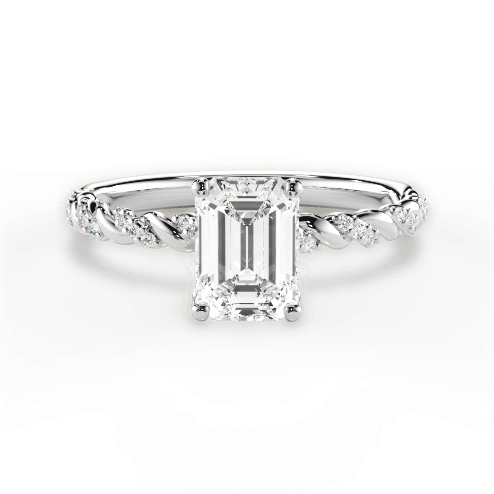 Cindy Emerald Cut Lab Grown Diamond Platinum Engagement Ring