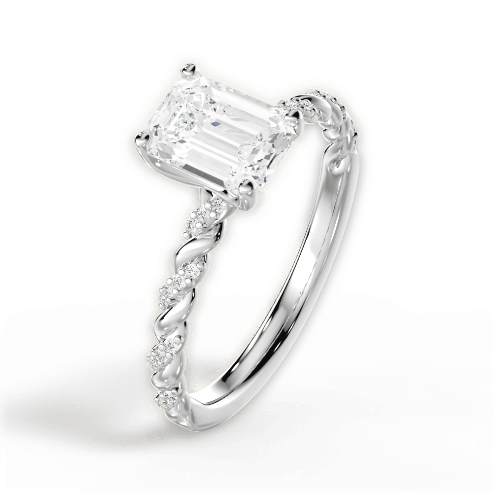 Cindy Emerald Cut Lab Grown Diamond Platinum Engagement Ring - View 4
