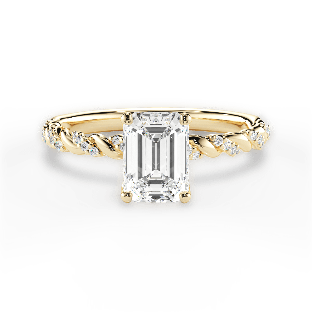 Cindy Emerald Cut Lab Grown Diamond 18Kt Yellow Gold Engagement Ring