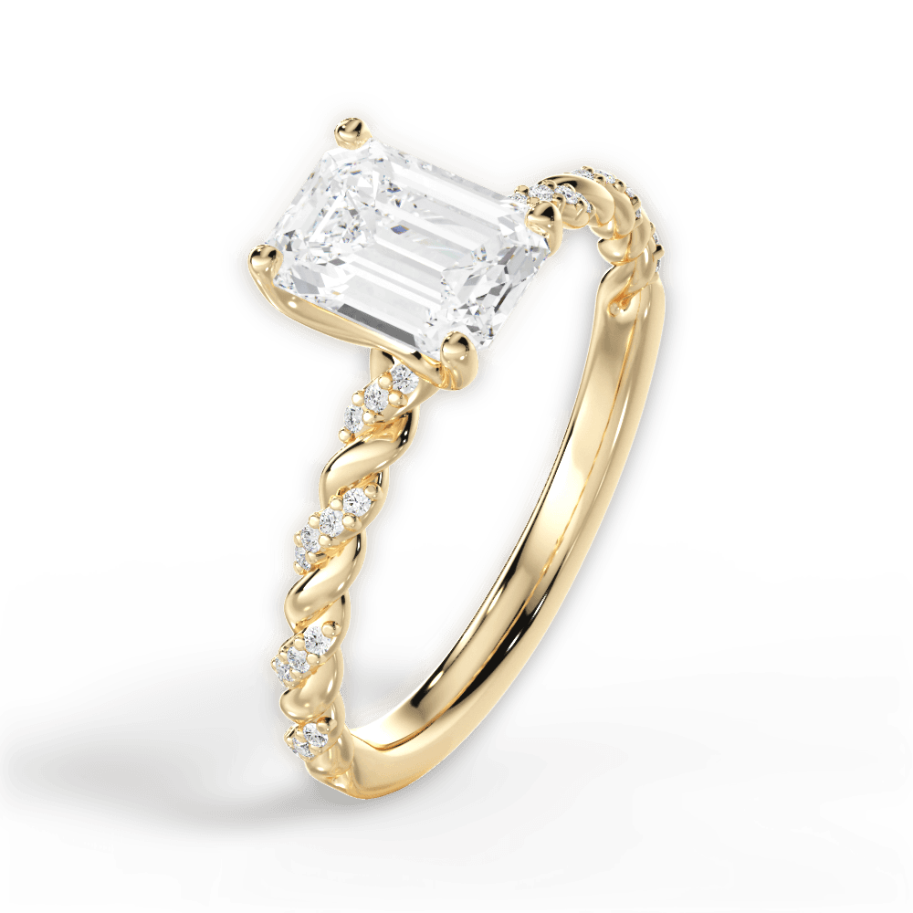 Cindy Emerald Cut Lab Grown Diamond 18Kt Yellow Gold Engagement Ring - View 2