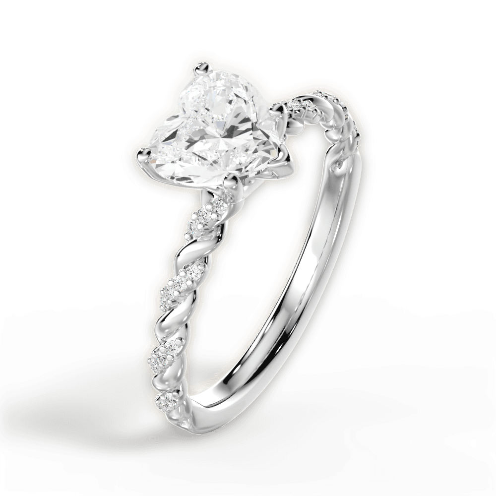 Cindy Heart Cut Lab Grown Diamond 14Kt White Gold Engagement Ring - View 4