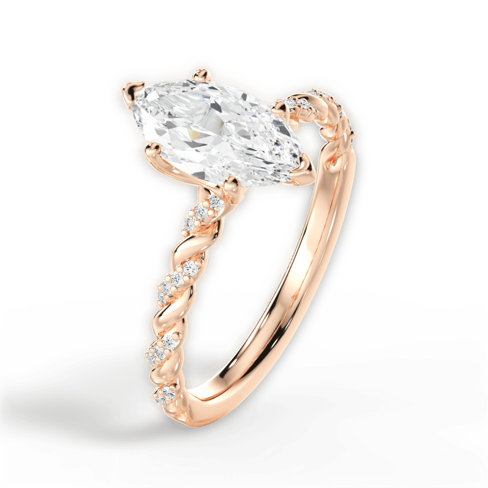 Cindy Marquise Cut Lab Grown Diamond 18Kt Rose Gold Engagement Ring - View 3
