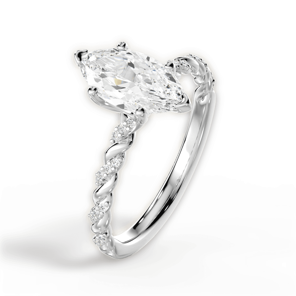Cindy Marquise Cut Lab Grown Diamond 14Kt White Gold Engagement Ring - View 4