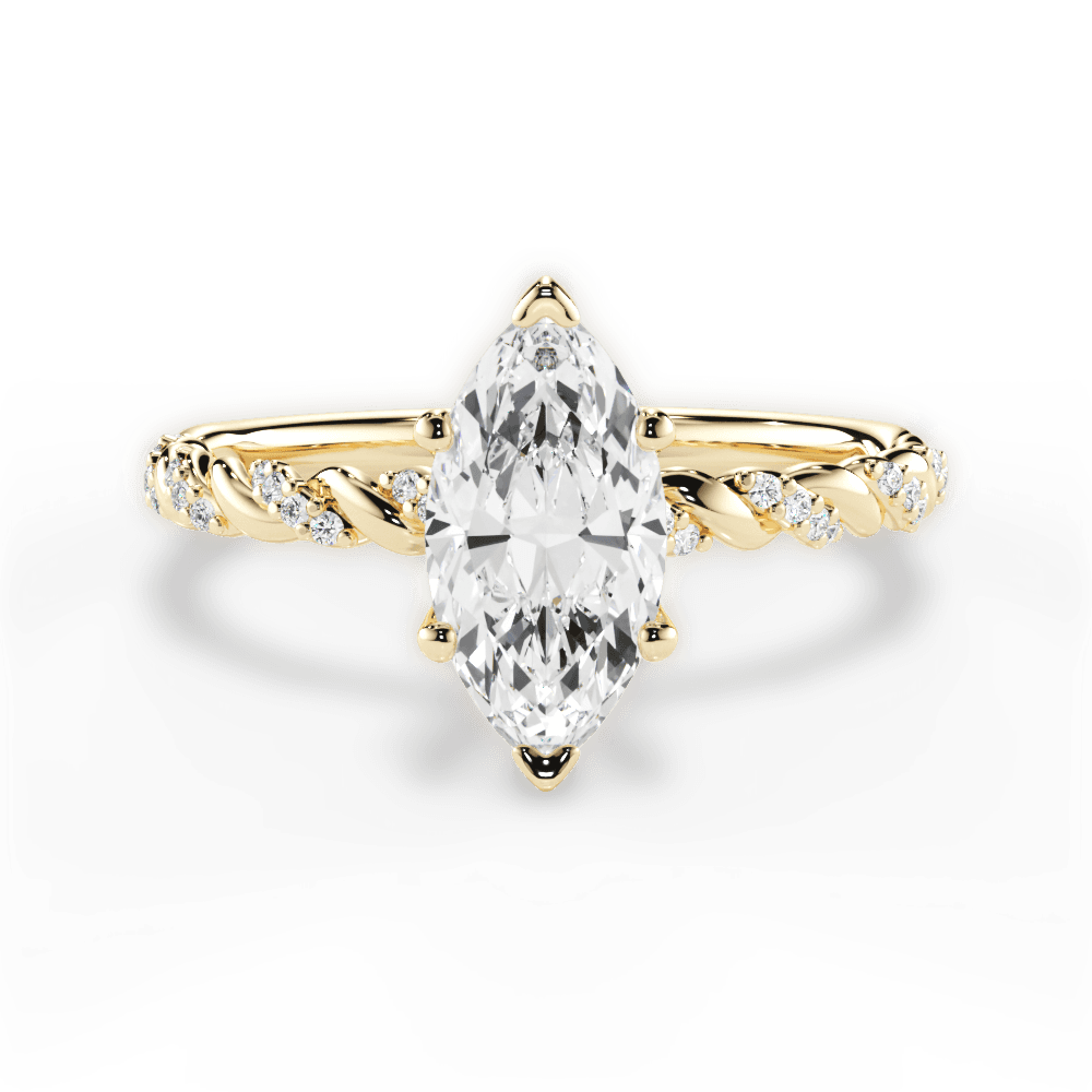 Cindy Marquise Cut Lab Grown Diamond 18Kt Yellow Gold Engagement Ring