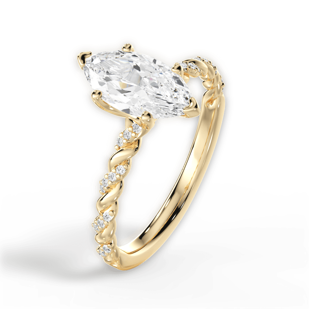 Cindy Marquise Cut Lab Grown Diamond 18Kt Yellow Gold Engagement Ring - View 2