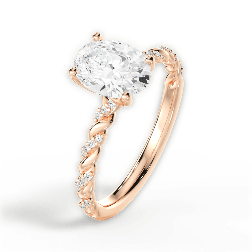 Cindy Oval Cut Lab Grown Diamond 18Kt Rose Gold Engagement Ring - View 2