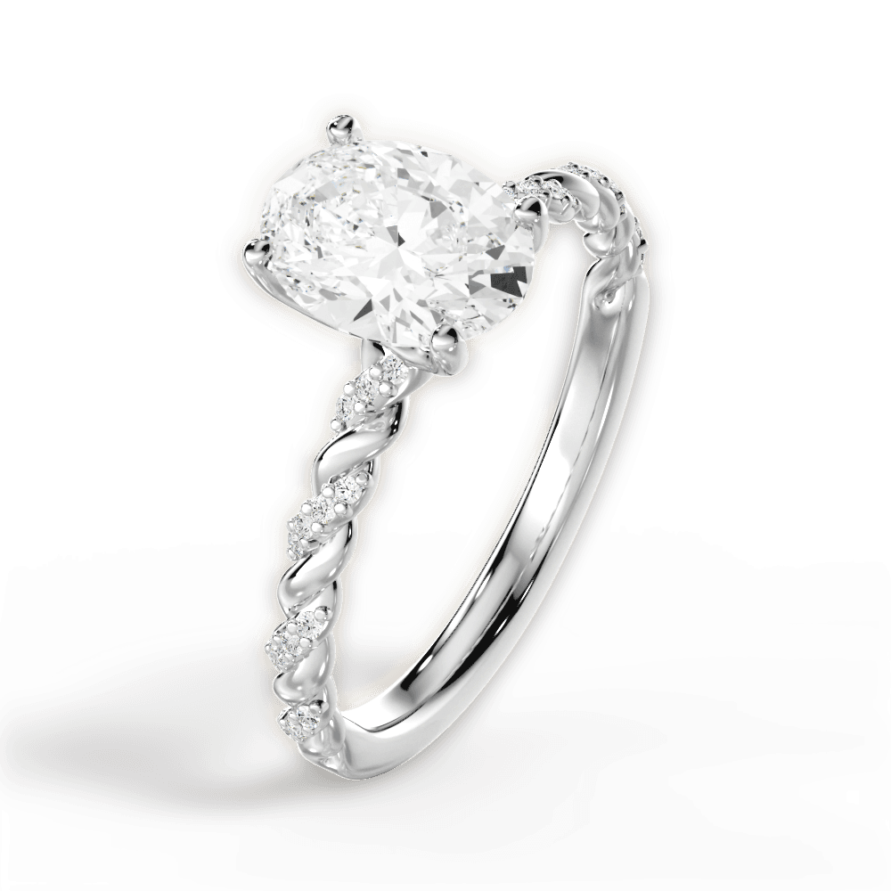 Cindy Oval Cut Lab Grown Diamond 14Kt White Gold Engagement Ring - View 4
