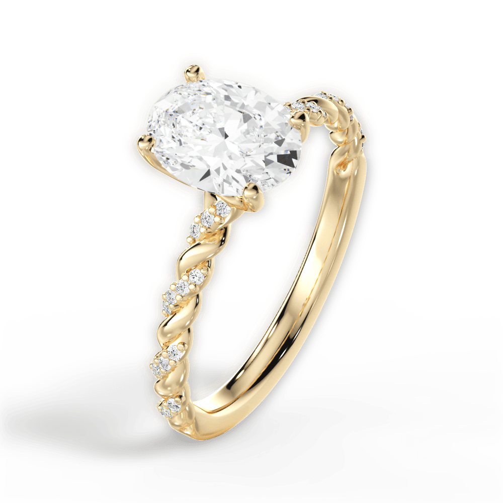 Cindy Oval Cut Lab Grown Diamond 18Kt Yellow Gold Engagement Ring - View 3