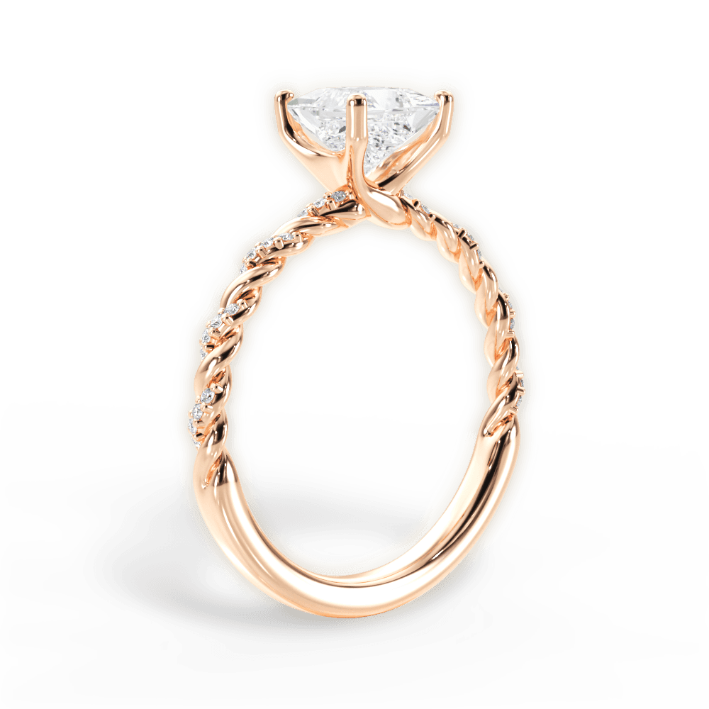Cindy Princess Cut Lab Grown Diamond 18Kt Rose Gold Engagement Ring - View 3