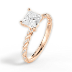 Cindy Princess Cut Lab Grown Diamond 18Kt Rose Gold Engagement Ring - View 4