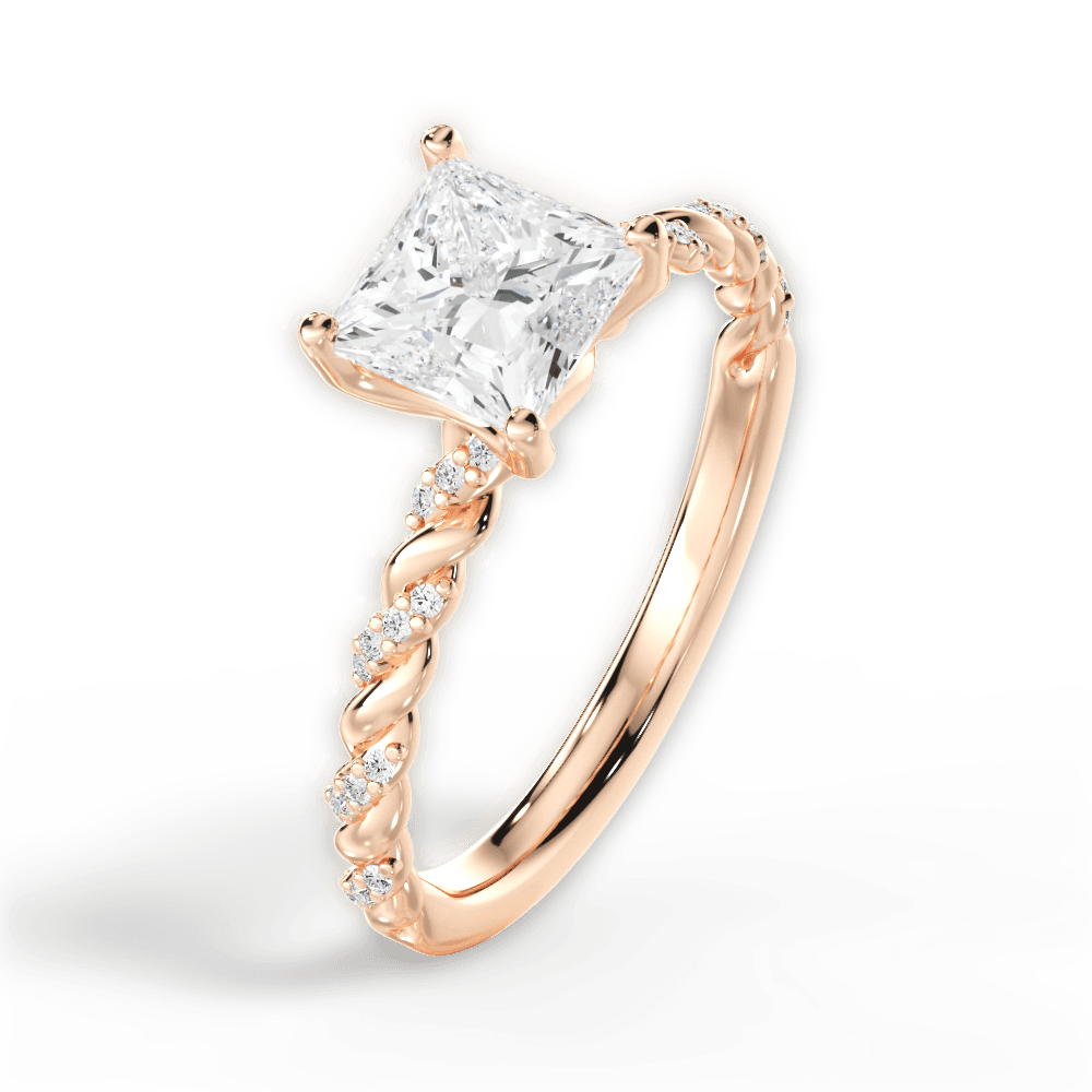 Cindy Princess Cut Lab Grown Diamond 18Kt Rose Gold Engagement Ring - View 4