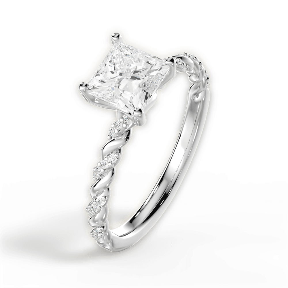 Cindy Princess Cut Lab Grown Diamond 18Kt White Gold Engagement Ring - View 4
