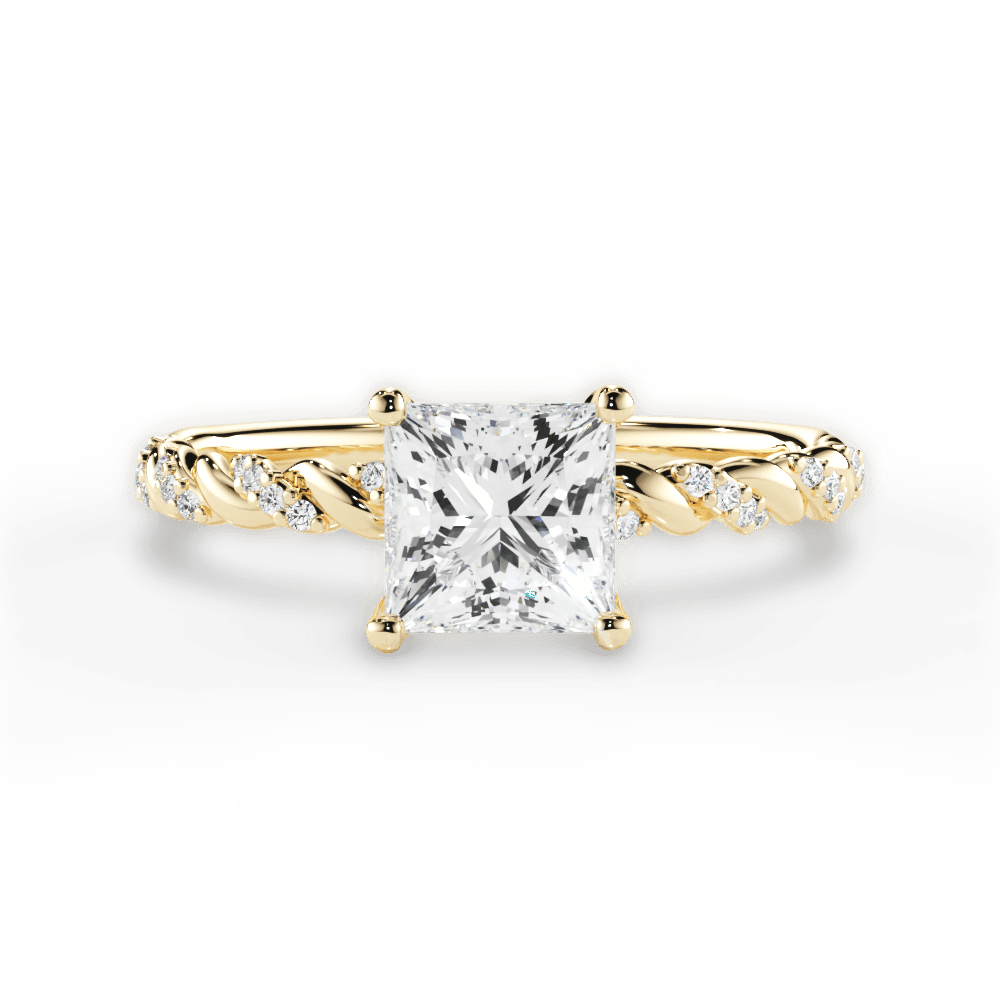 Cindy Princess Cut Lab Grown Diamond 18Kt Yellow Gold Engagement Ring