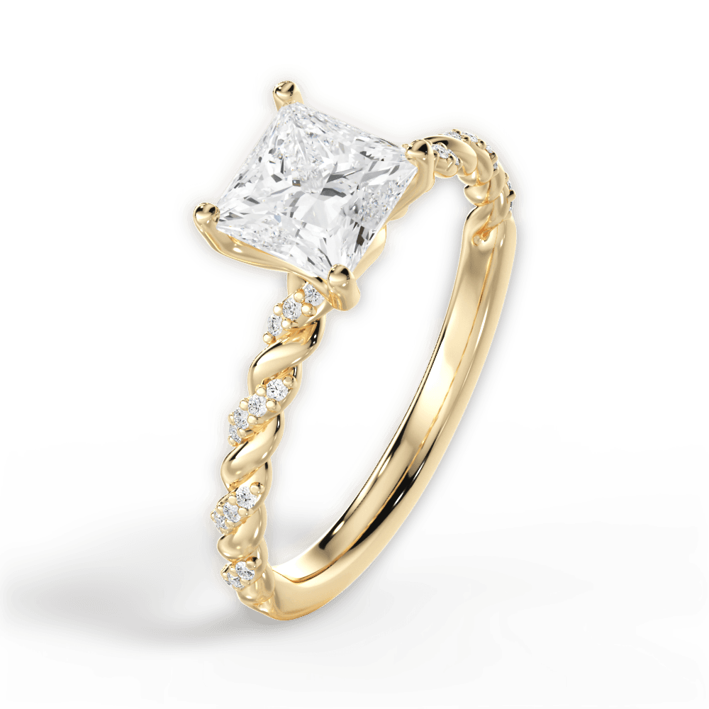 Cindy Princess Cut Lab Grown Diamond 18Kt Yellow Gold Engagement Ring - View 2