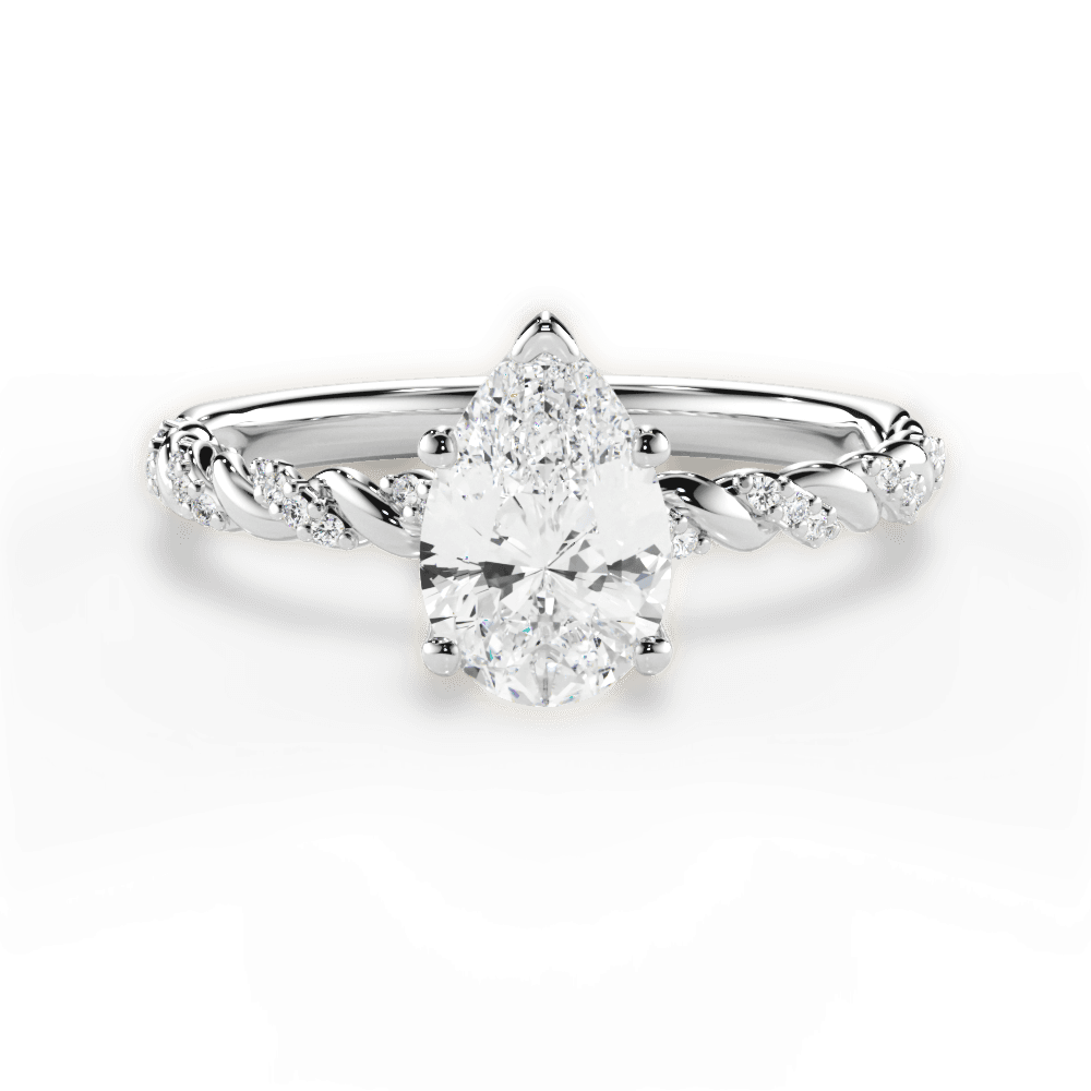 Cindy Pear Cut Lab Grown Diamond 18Kt White Gold Engagement Ring