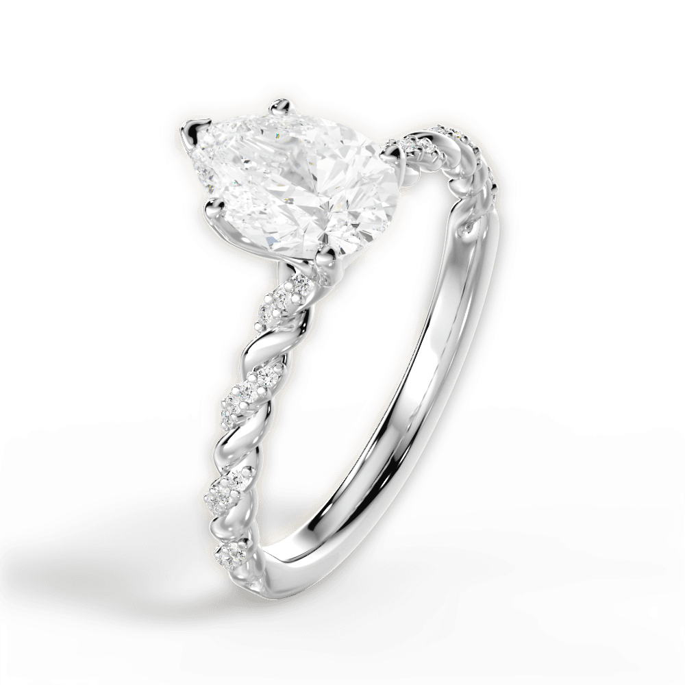 Cindy Pear Cut Lab Grown Diamond 14Kt White Gold Engagement Ring - View 2