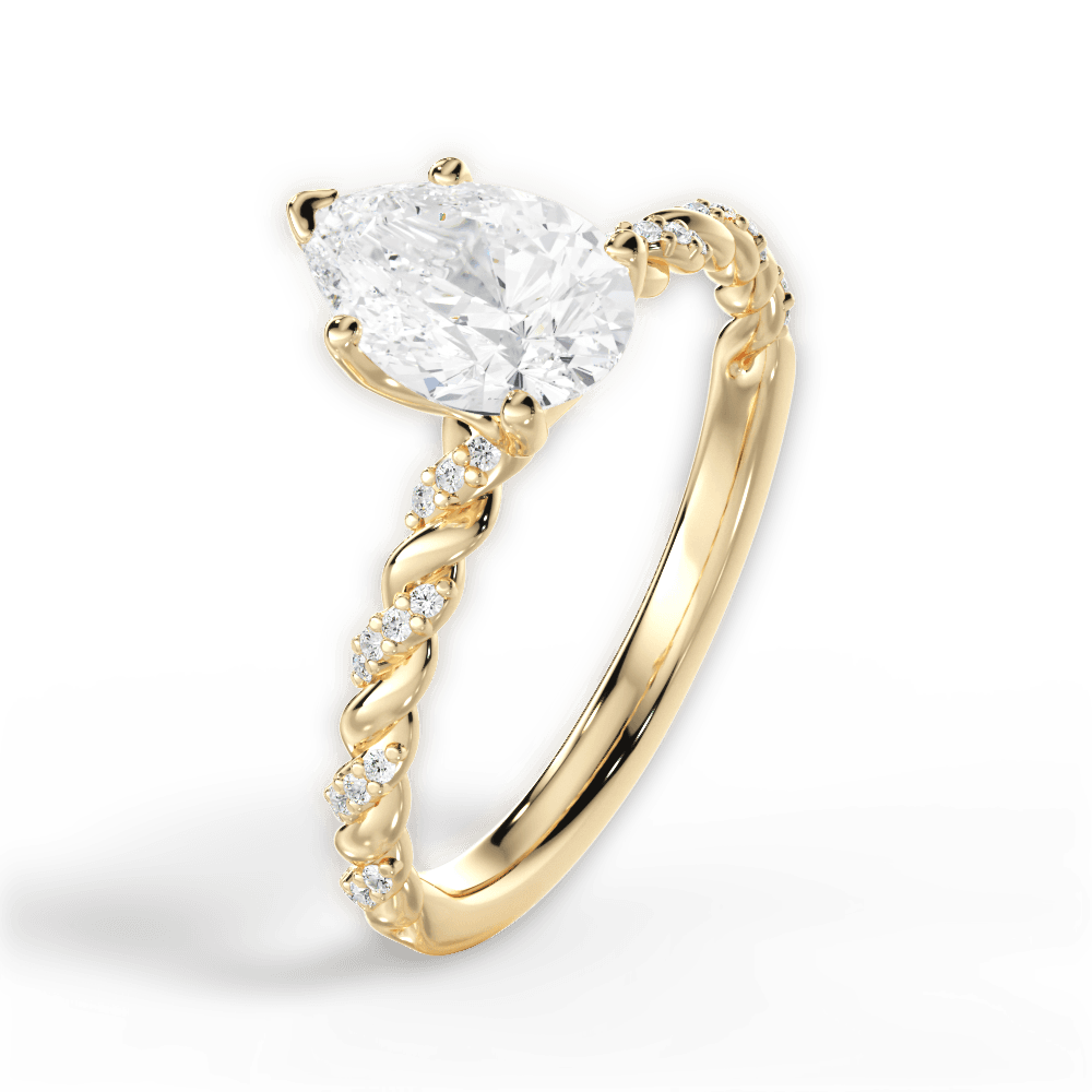 Cindy Pear Cut Lab Grown Diamond 18Kt Yellow Gold Engagement Ring - View 3