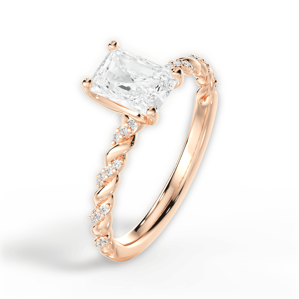 Cindy Radiant Cut Lab Grown Diamond 18Kt Rose Gold Engagement Ring - View 3