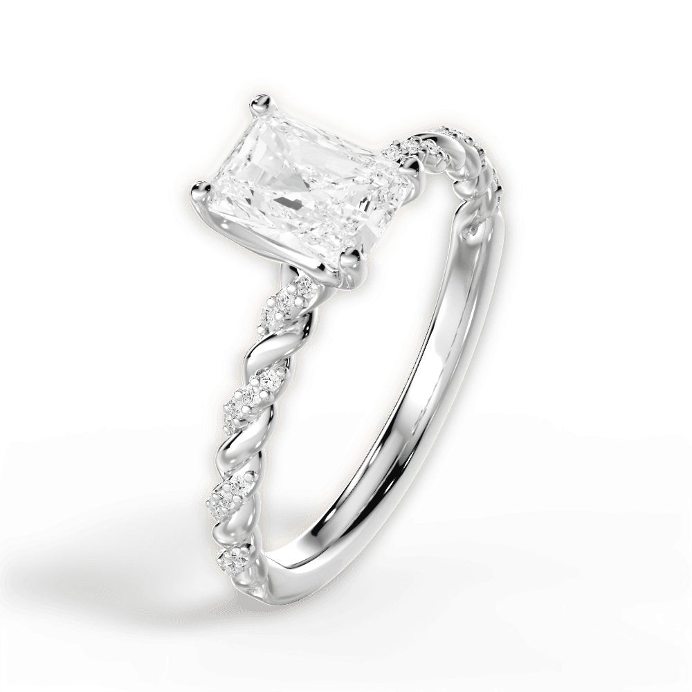 Cindy Radiant Cut Lab Grown Diamond 14Kt White Gold Engagement Ring - View 3