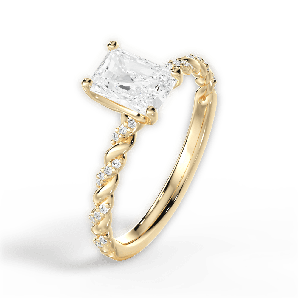 Cindy Radiant Cut Lab Grown Diamond 18Kt Yellow Gold Engagement Ring - View 3