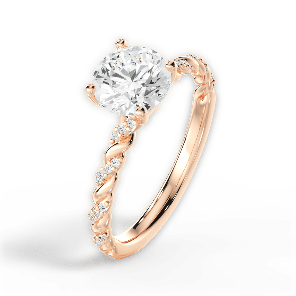 Cindy Round Cut Lab Grown Diamond 18Kt Rose Gold Engagement Ring - View 3