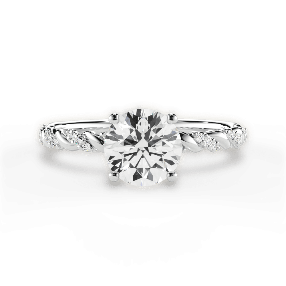 Cindy Round Cut Lab Grown Diamond 18Kt White Gold Engagement Ring