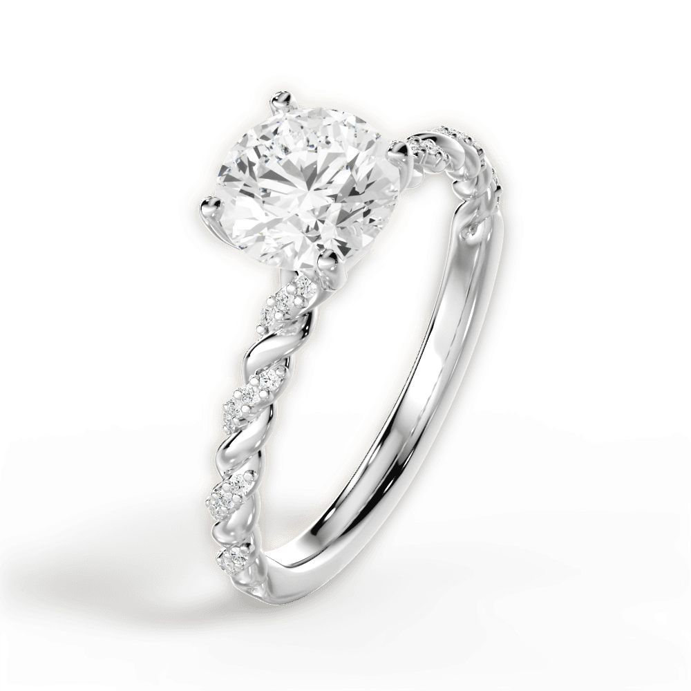 Cindy Round Cut Lab Grown Diamond Platinum Engagement Ring - View 2