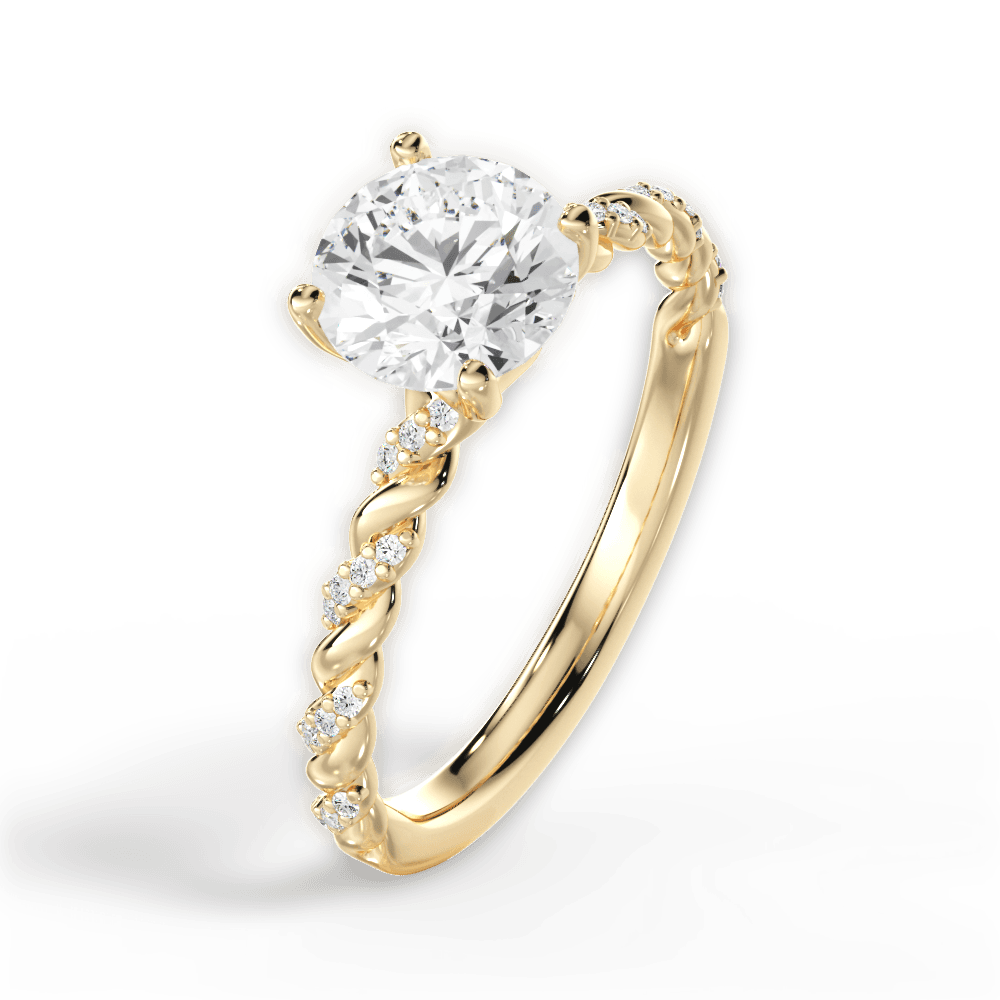 Cindy Round Cut Lab Grown Diamond 18Kt Yellow Gold Engagement Ring - View 2