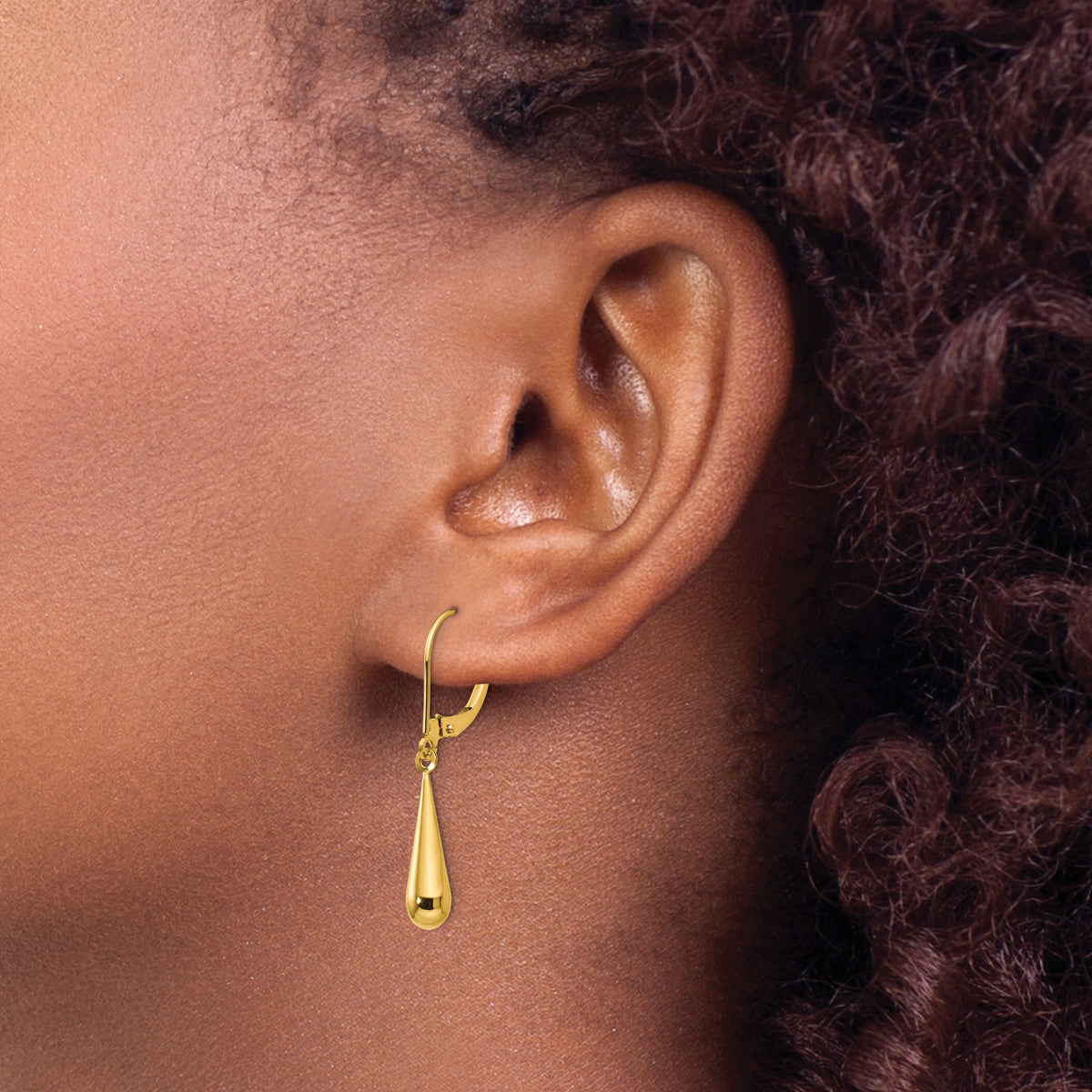 14k Madi K Teardrop Dangle Leverback Earrings, view 3