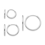 Madi K® 14k Gold Endless Hoop 3-Pair Earring Set - 14k White Gold
