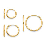 Madi K® 14k Gold Endless Hoop 3-Pair Earring Set - 14k Yellow Gold