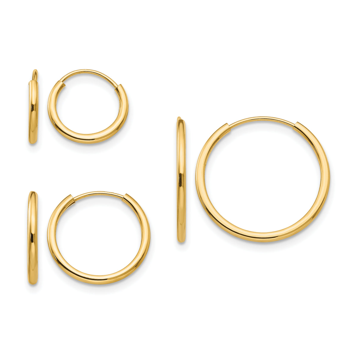 Madi K® 14k Gold Endless Hoop 3-Pair Earring Set - 14k Yellow Gold