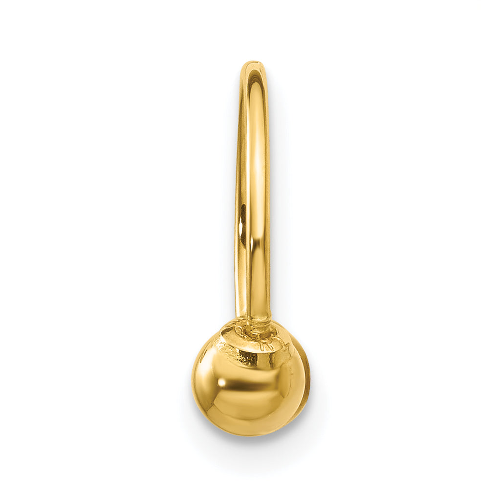 14k Madi K 12mm Half Hoop with 4mm Screw-on Bead Single Earring