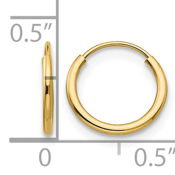 Madi K® Endless Hoop Earrings - 14k Yellow Gold / 1 mm / 10 mm