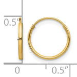 Madi K® Endless Hoop Earrings - 14k Yellow Gold / 1.25 mm / 12 mm