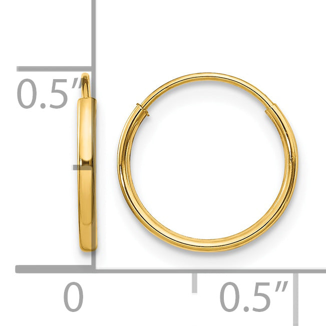 Madi K® Endless Hoop Earrings - 14k Yellow Gold / 1.25 mm / 12 mm