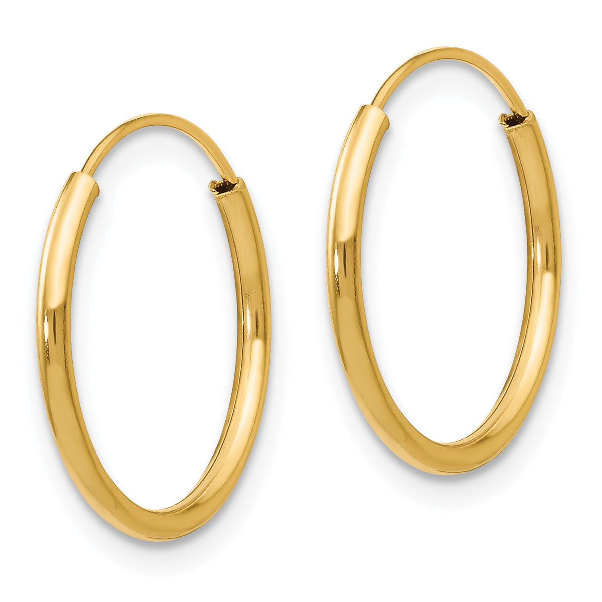 Madi K® Endless Hoop Earrings - 14k Yellow Gold / 1.25 mm / 15 mm