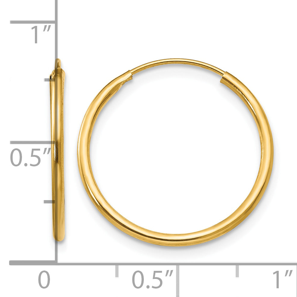 Madi K® Endless Hoop Earrings - 14k Yellow Gold / 1.25 mm / 17 mm