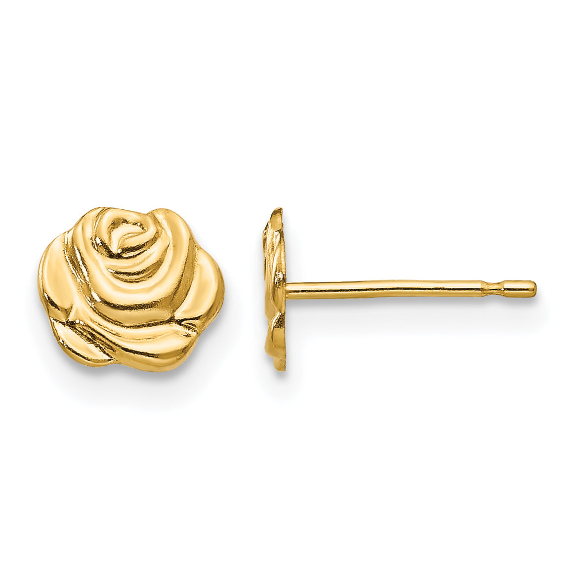 Gold Childrens Rose Post Earrings - 14k Yellow Gold