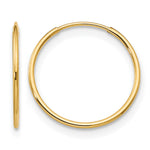 Madi K® Endless Hoop Earrings - 14k Yellow Gold / 1 mm / 14 mm