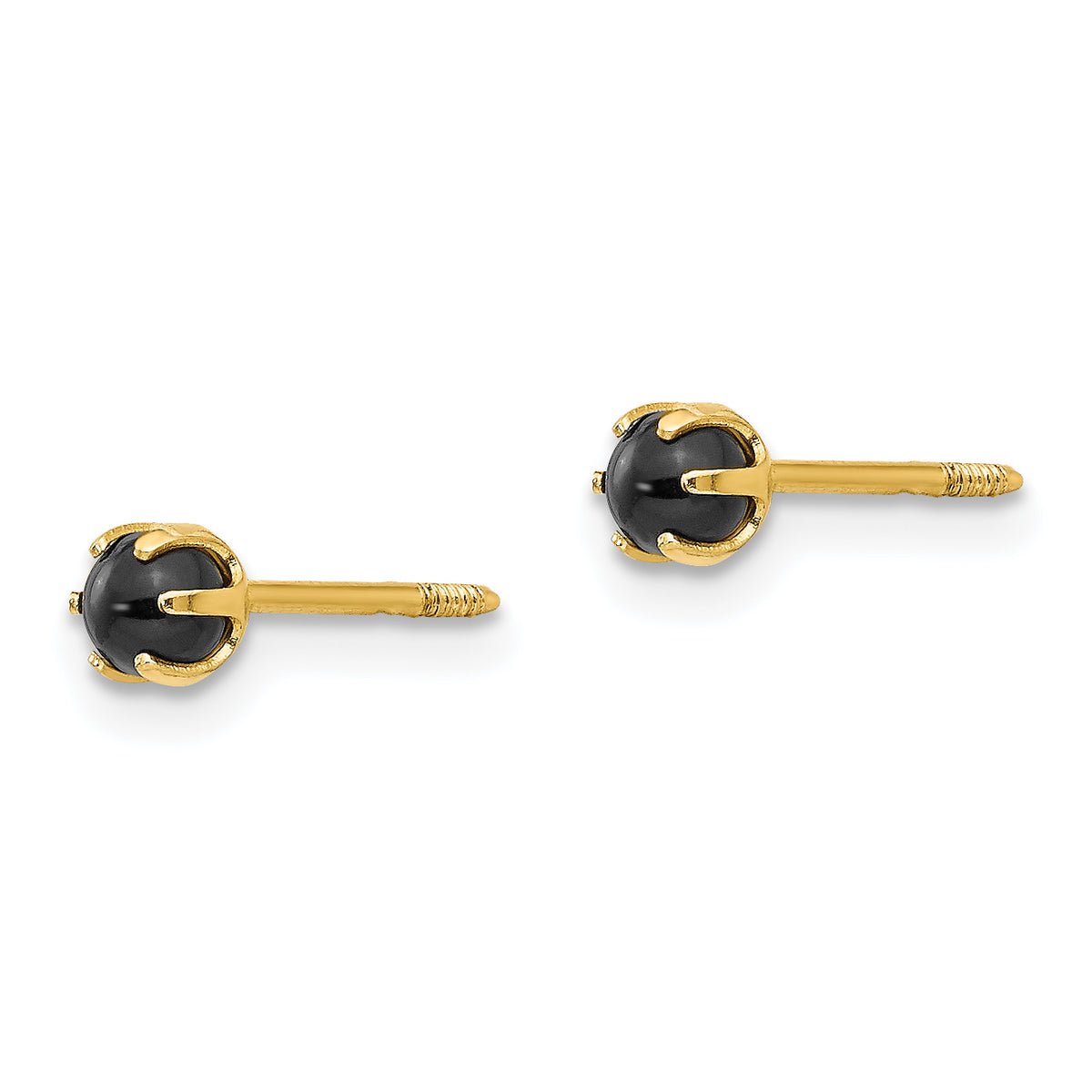 14k Madi K 3.00mm Onyx Post Earrings, view 2