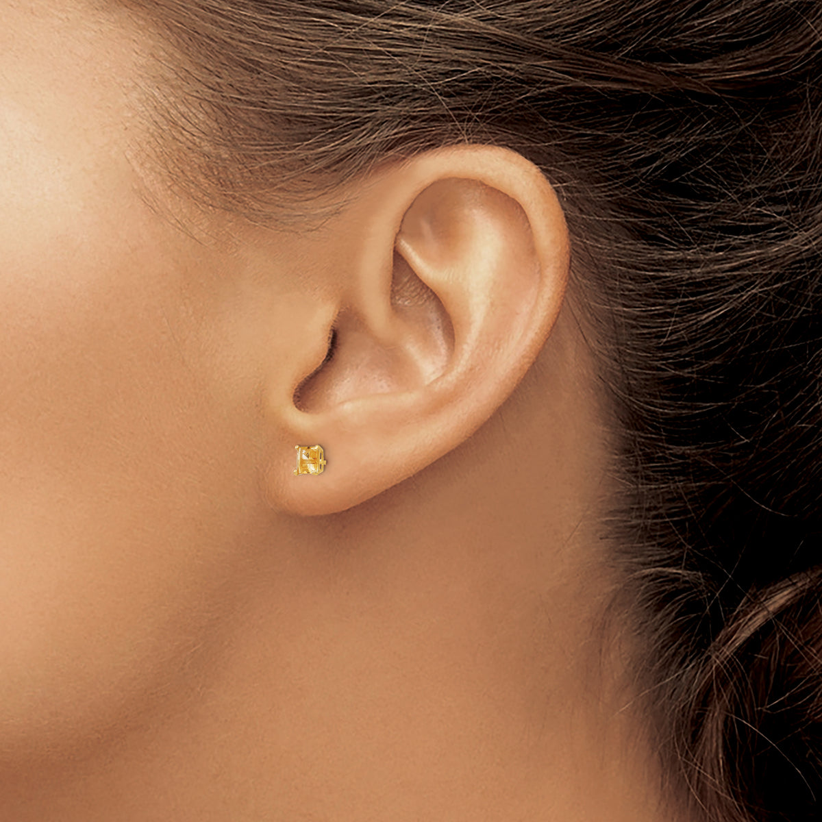 14k Madi K 4mm Square Citrine Post Earrings