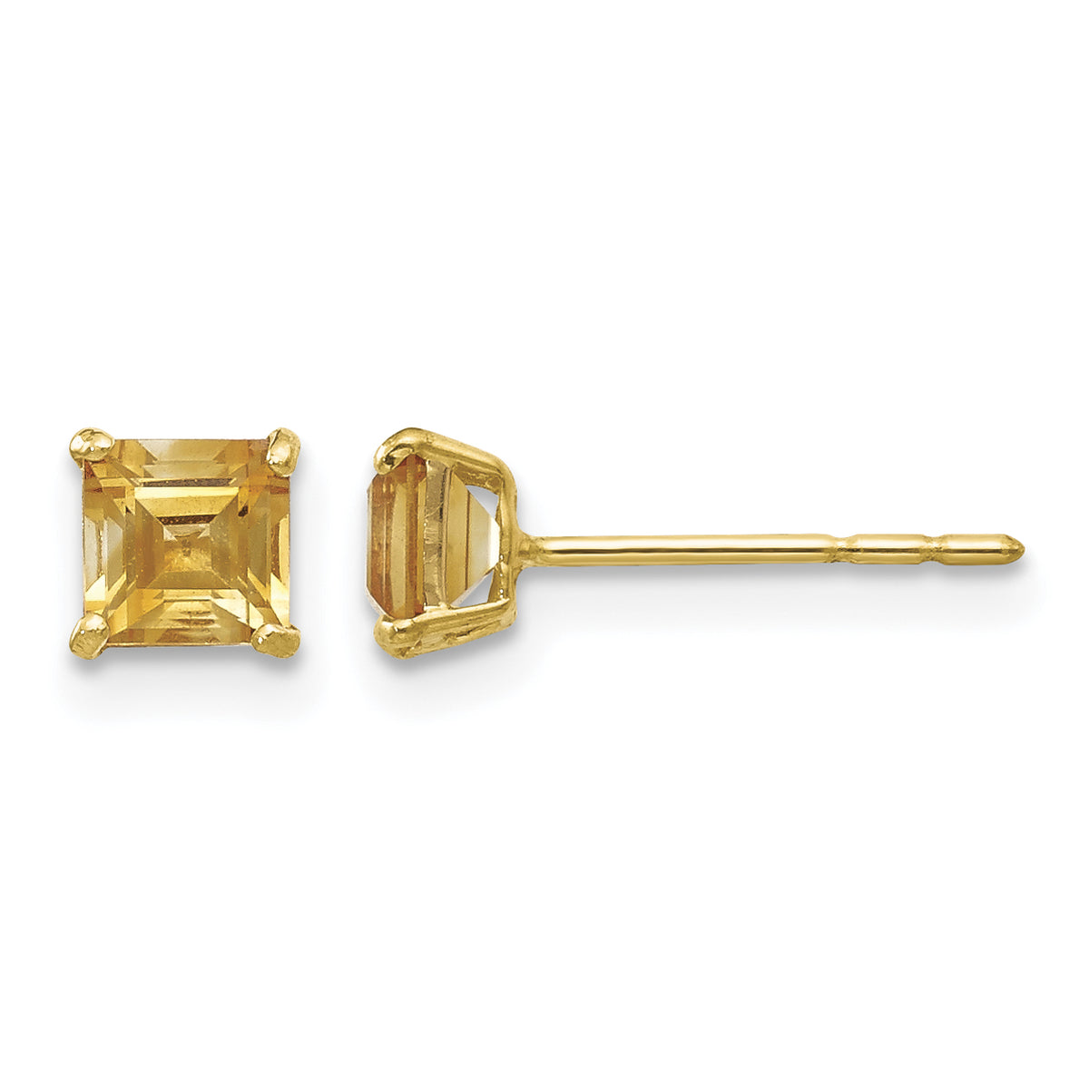 14k Madi K 4mm Square Citrine Post Earrings